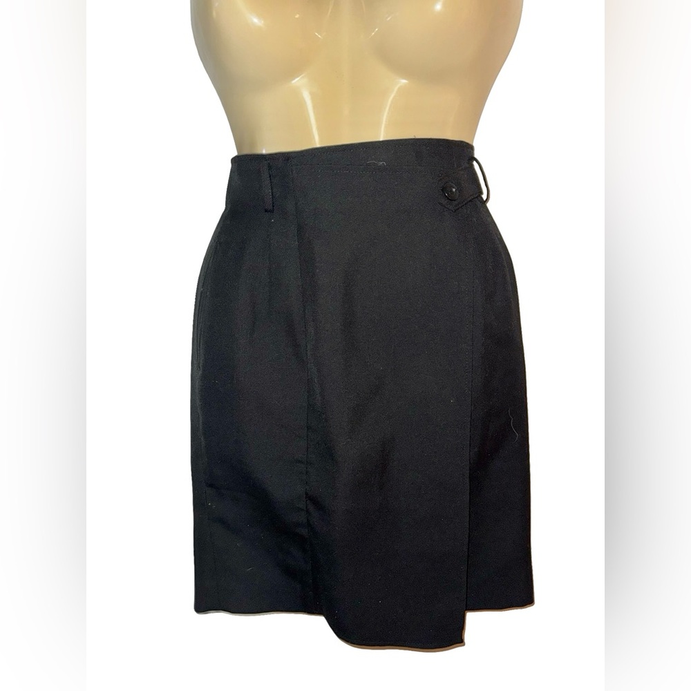 Tailored Black Pencil Skirt with Side Buckle Detail